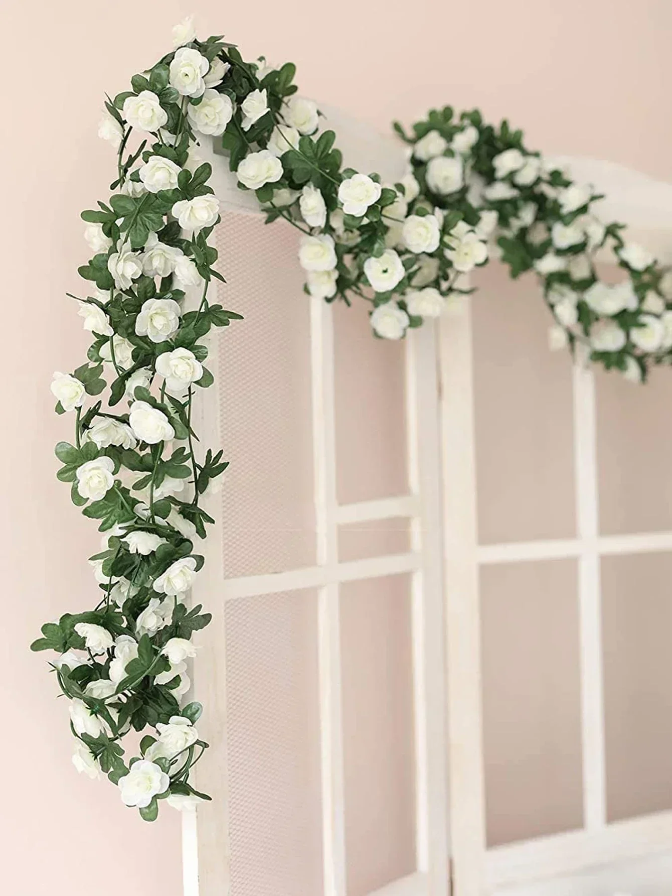 1PC Artificial Flowers Rose Vine Wedding Site Home Wall Hanging Decoration Materials Outdoor Garden Decoration 45head Rose