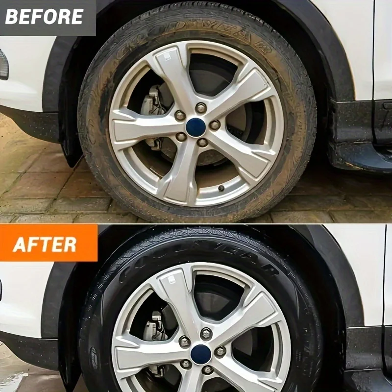 Car Tire Clear Restorer Polish Wax Back to Black Gloss Long-Lasting Coating Plastic Renovator Cleaning Tire Gloss Enhancer Kit image 3
