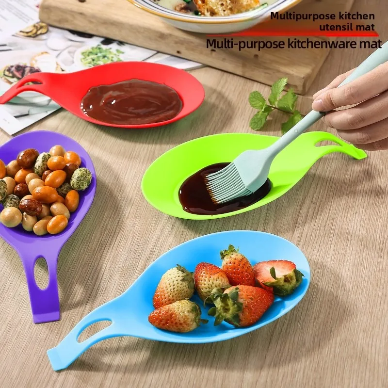

1 шт. легко чистящийся коврик для кухонной посуды из ТПЭ, подставка для ложки, теплоизоляционный держатель для ложки, коврик для соуса, подставка для ложки