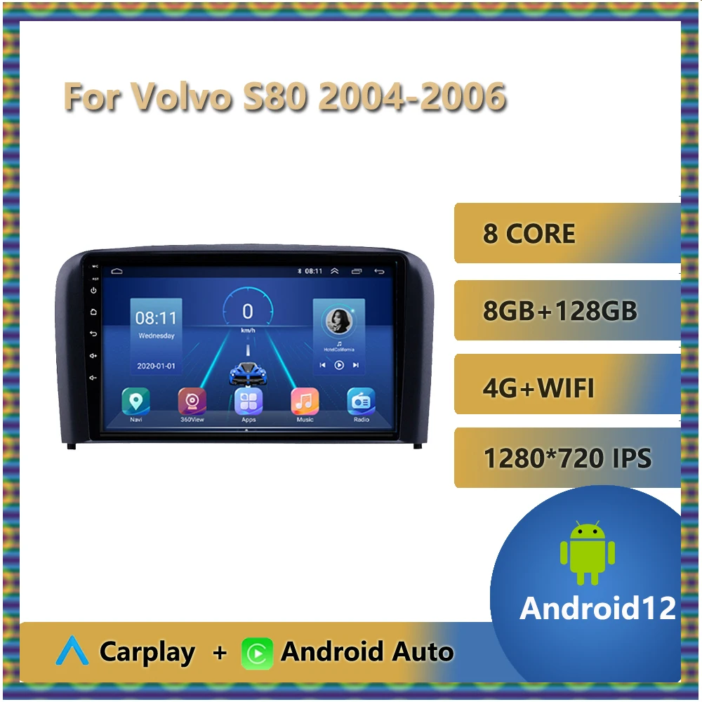 

Android 12 Car Radio Multimedia DVD Player For Volvo S80 2004 2005 2006 Head Unit Wireless Carplay GPS Navigation No 2 Din FM AM