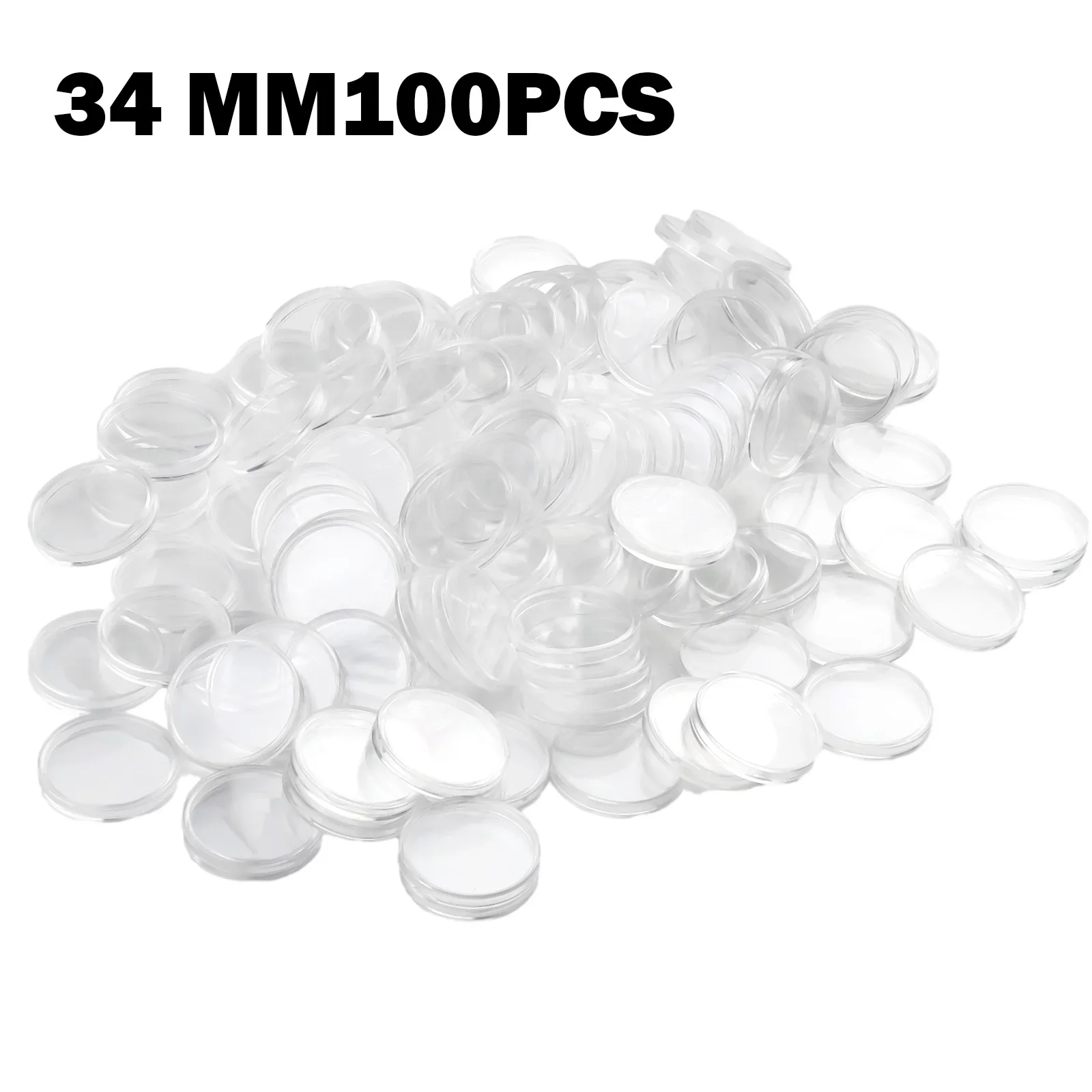 100Pcs Coin Cases Capsules Holder, Transparent 34mm Storage Boxes, Keep Your Commemorative Coins in Pristine Condition