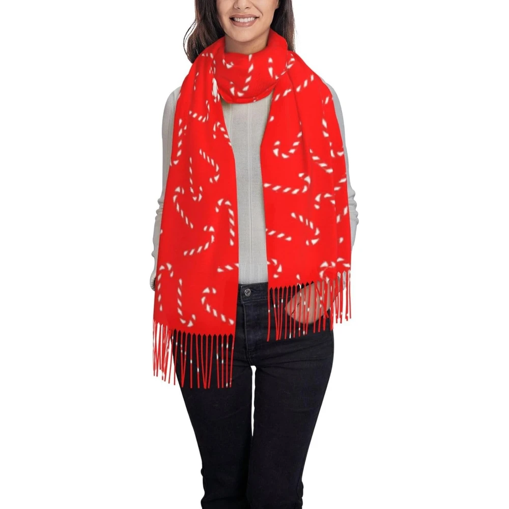 

Женский шарф, шаль, красный шарф из конфетной трости, шарф с принтом, одеяло, теплый шарф