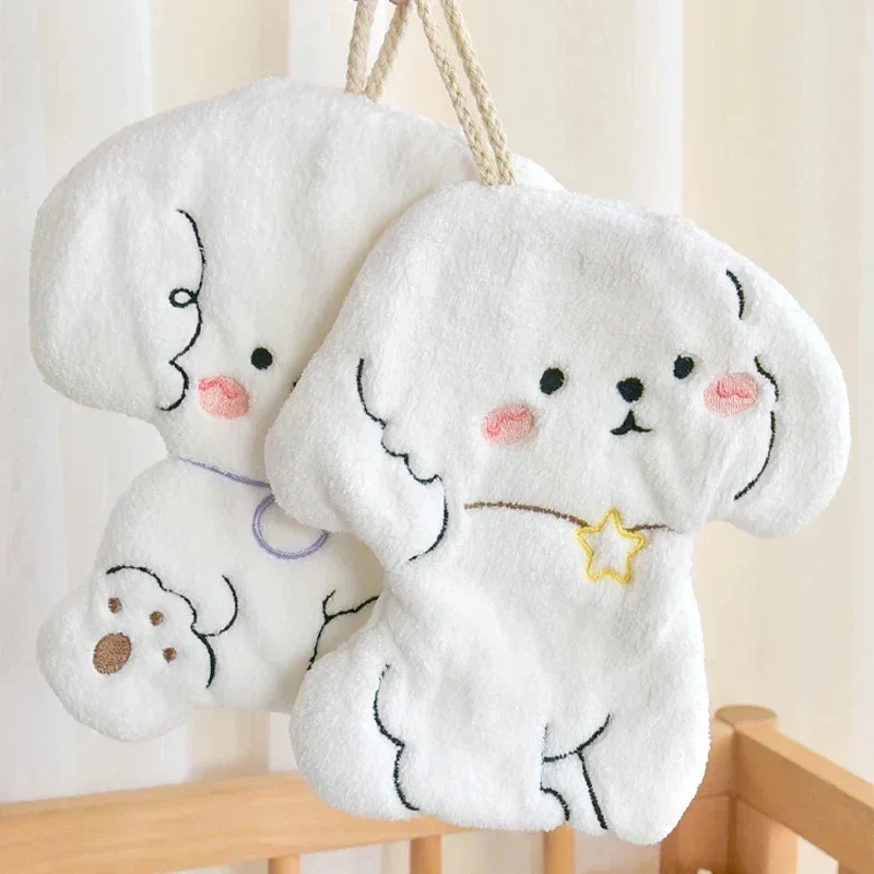 Kawaii Soft Double-thickness Hand Towel Hanging Quick-drying Absorbent Hand Towels Flower Towel Bathroom Kitchen Accession