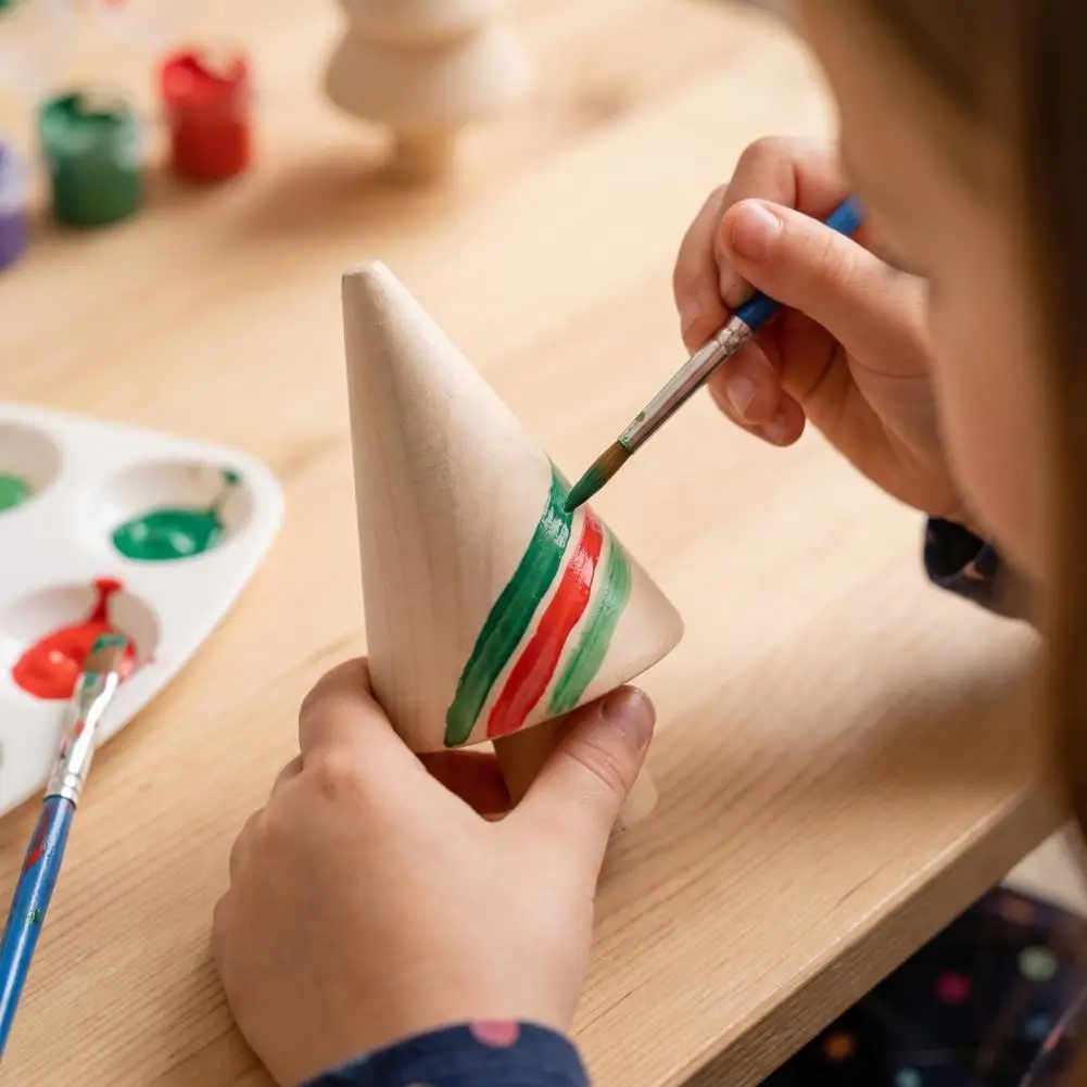 Hand Painted Home Accents Diy Unfinished Wooden Christmas Tree Craft Kit Blank Wood Figurines for Kids Painting for Kids