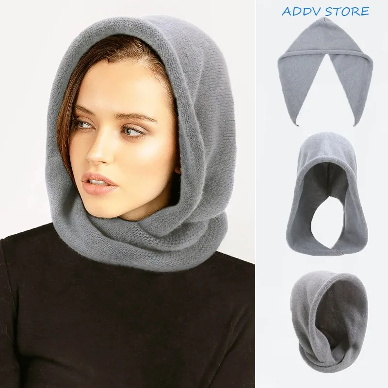 

Women's Winter New Scarf One Cap Imitation Cashmere Knitting Wrap-around Cap Balaclava Hat