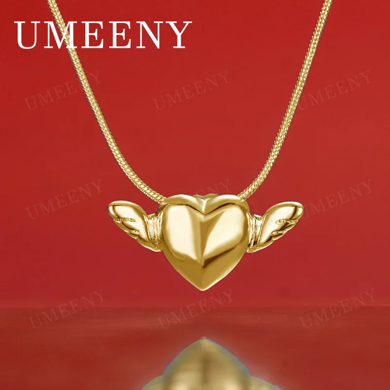 

925 Sterling Silver 18K Gold 16-30 Inch Exquisite Angel Heart Pendant Necklace for Women, Fashionable Gift Accessory