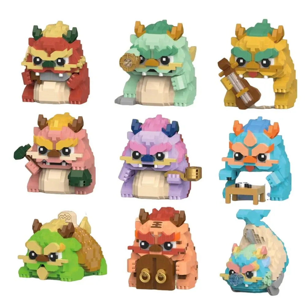 1 pc/9 pcs Small Particle Building Blocks Desktop Decorations ABS Home Decoration Dragon Born Nine Son Toys Decorative