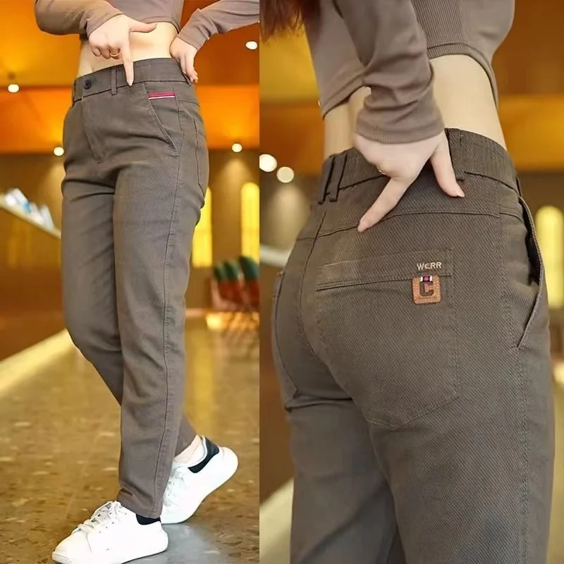 Nowa koreańska moda męska Casual spodnie na cztery pory roku proste spodnie slim fit w pasie szare czarne spodnie marki Khaki