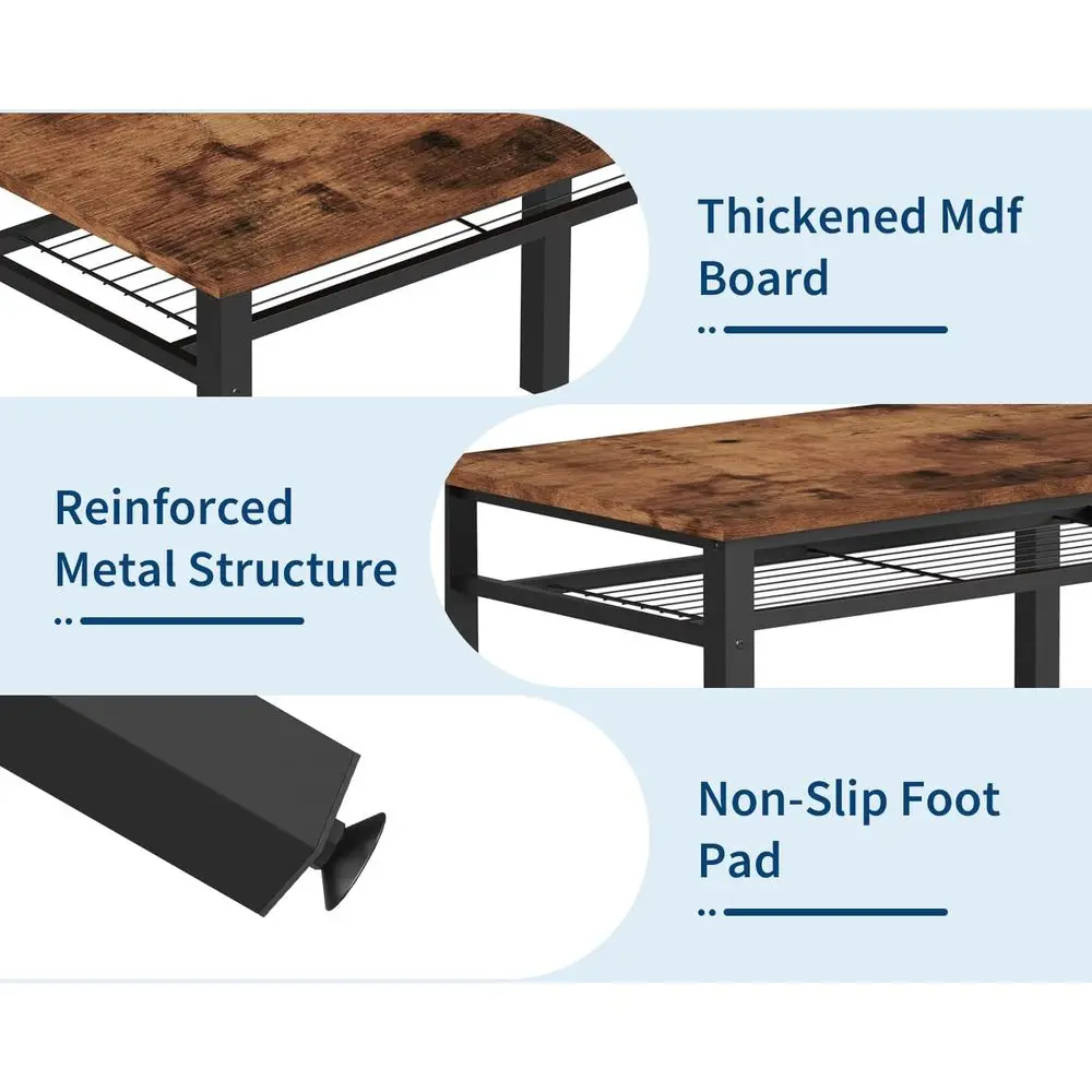 طقم طعام مستطيل حديث لـ 4 أشخاص مع كراسي ومقعد تخزين، مثالي للمساحات الصغيرة والشقق باللون البني #6