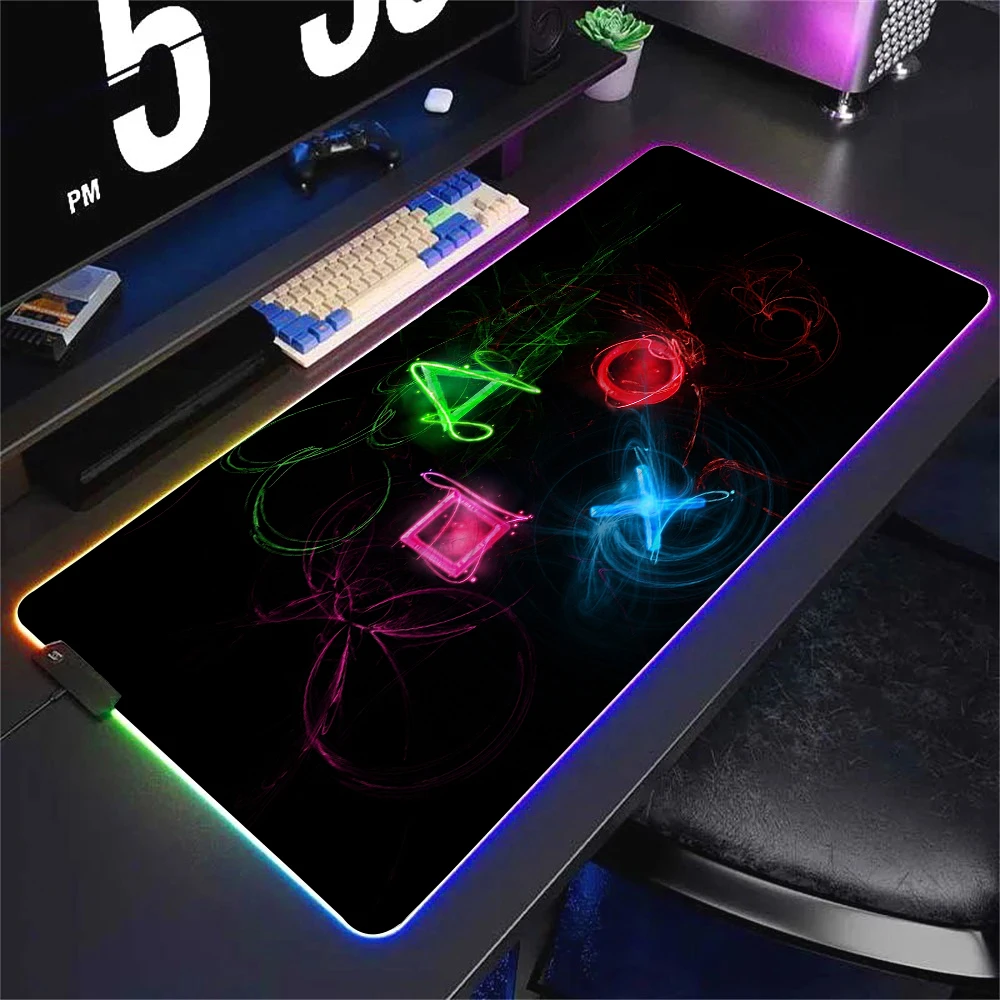 Gamer Peripherals PS4 Desktop Game Accessories RGB Mouse Pad Large LED Backlight Computer Desk Pads Esports Neon Light Mousepad