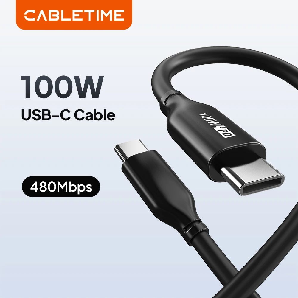 CABLETIME USB-C-Kabel 5A PD 100W Schnellladekabel Typ-C-Kabel für Macbook Pro Matebook X Xiaomi iPhone Ladekabel