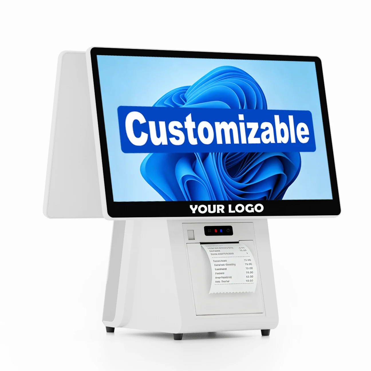 White POS System Efficient Cash Register Business Management Touch Screen Windows POS Terminal Printer All In One POS System