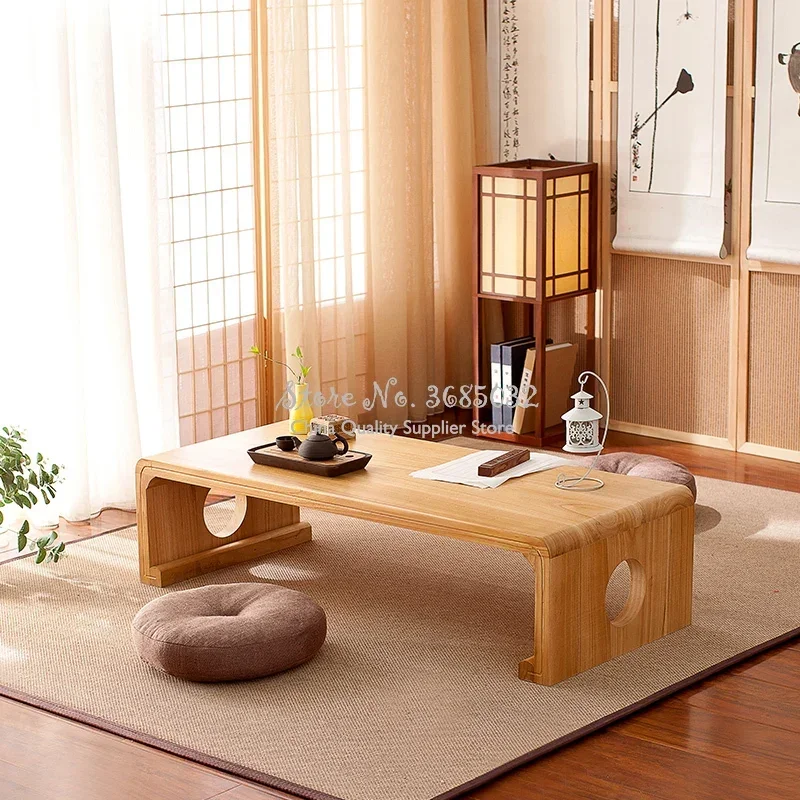 Japanese Vintage Low Table Indoor Wood Furniture, Asian Style Coffee Tea Table - Perfect for Living Room and Tatami Floor