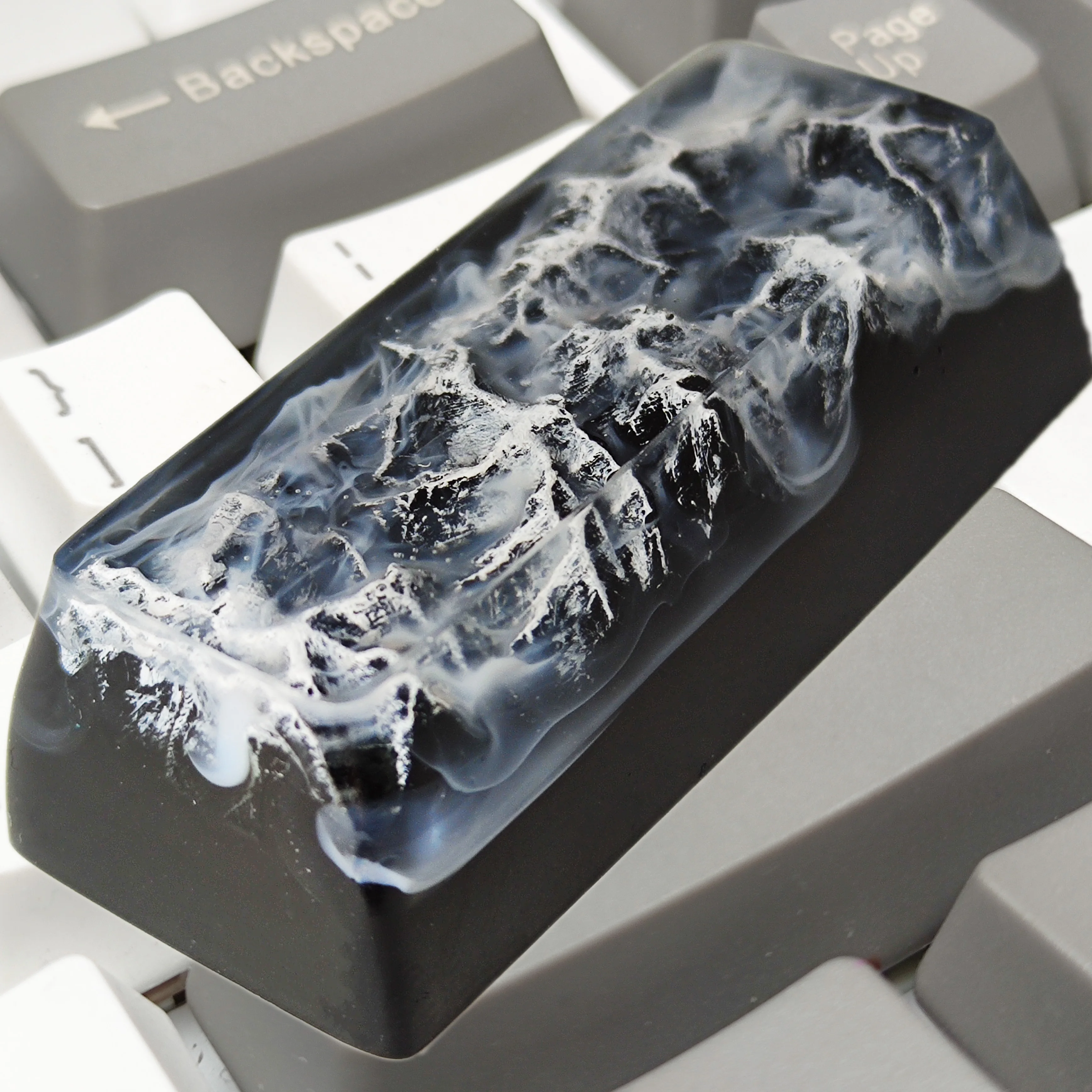 2.25u Left Shift Enter Manual Artisan Resin Keycaps Snow Mountain Valley For Mechanical Backlit Keyboard GK64 Custom Switch Key