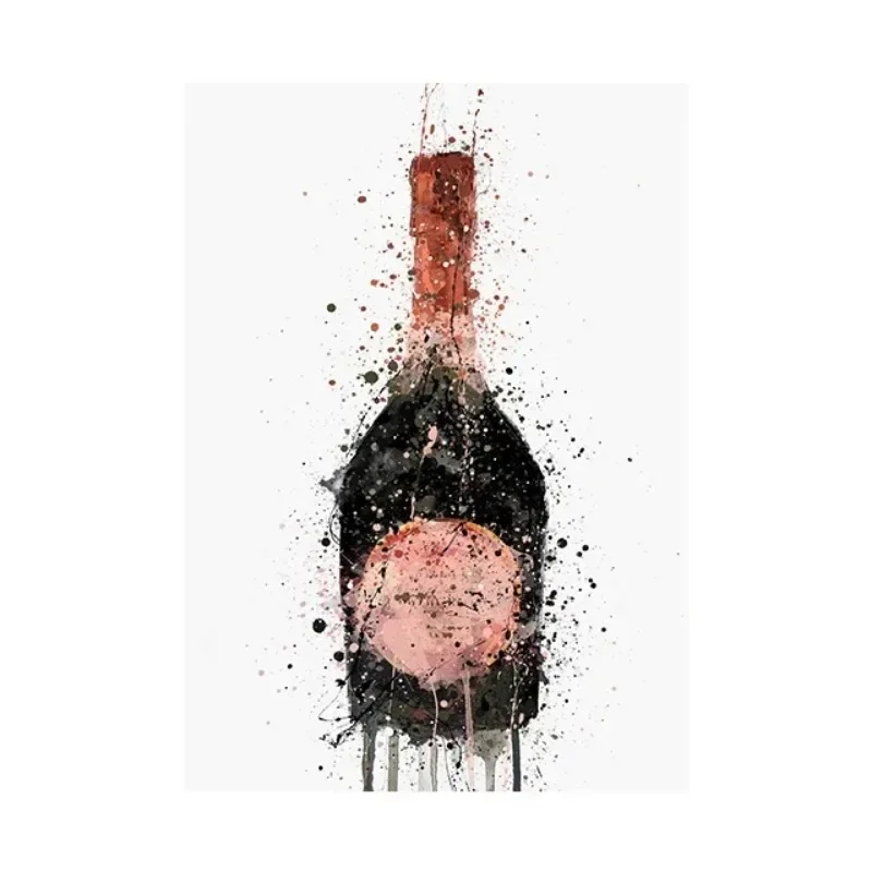 Cuadro Artístico de Botella de Ginebra, Perfume Rosa, Copa de Vino, Arte Abstracto de Pared, Póster de Graffiti, Pintura de Diamantes 2026