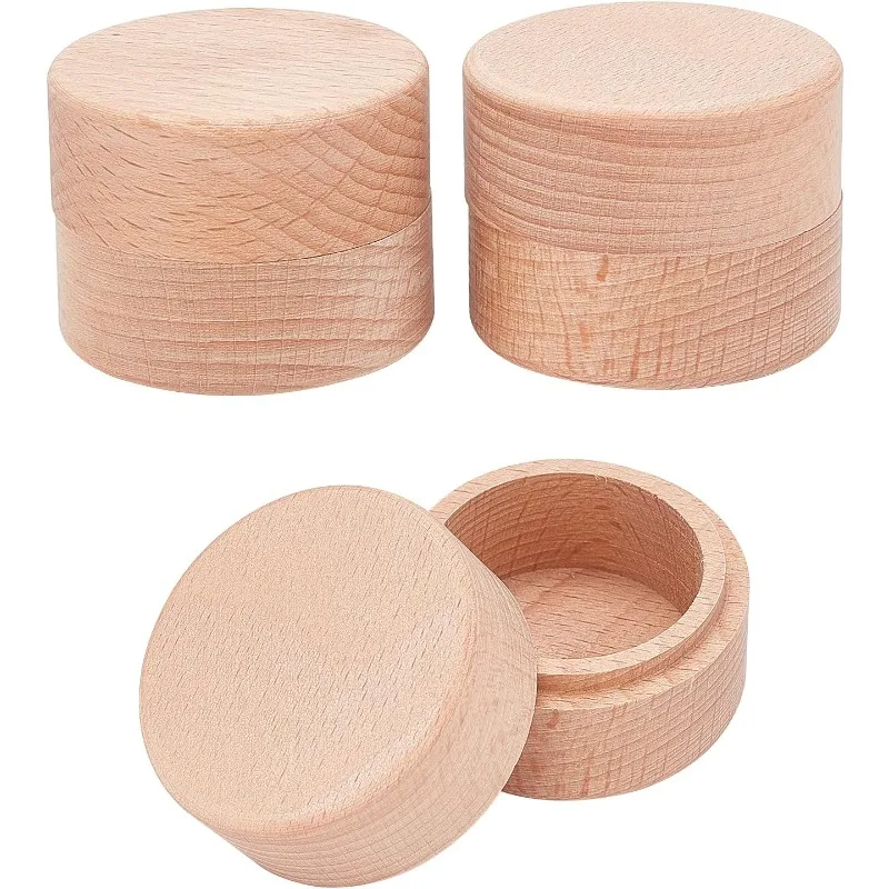 

3 шт., 2x1,6 дюйма, маленькая круглая деревянная коробка для хранения