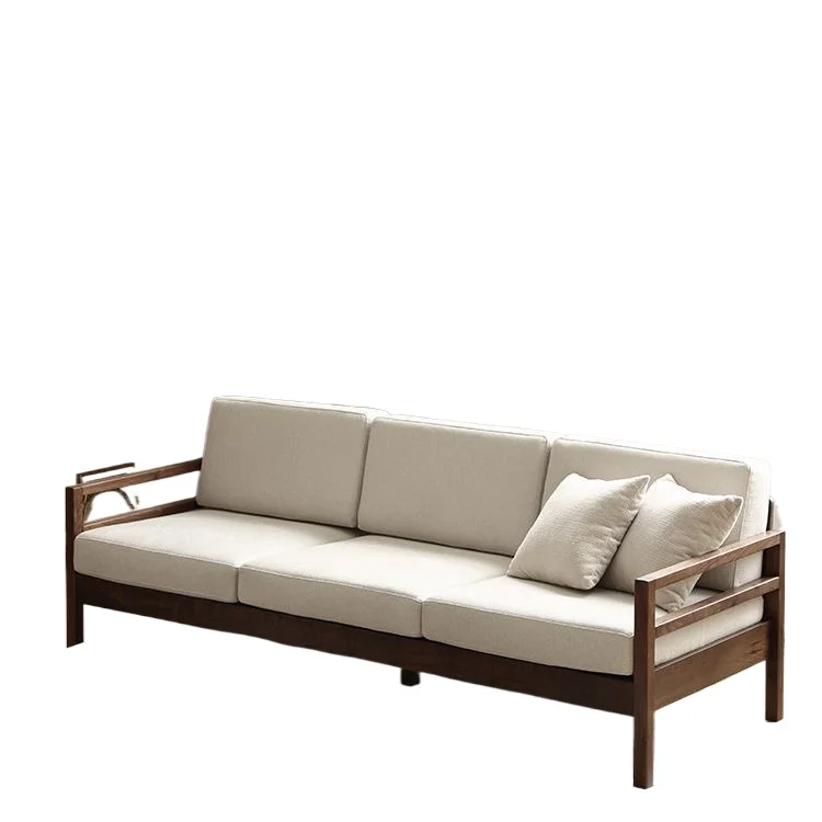 

North American black walnut solid wood sofa living room log Nordic Japanese small apartment custom