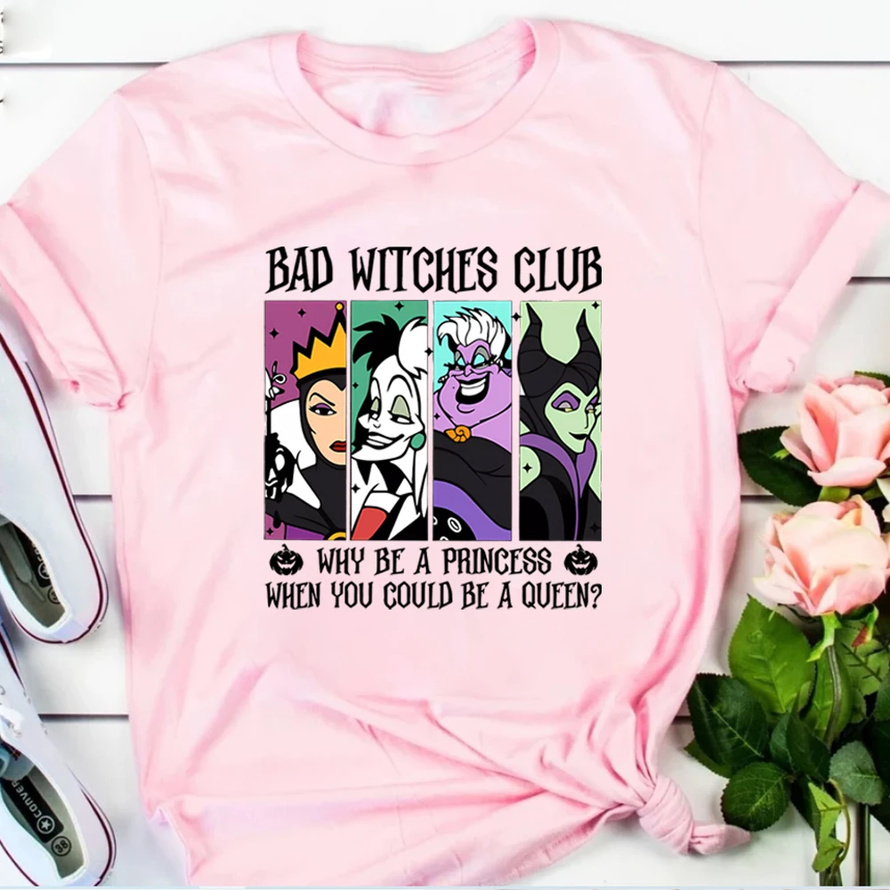 Bad Witches Club T Shirt Halloween Shirt Vintage Villain Gang Shirts Trick or Treat Tee Gothic Tshirt Unisex Short Sleeves Tops