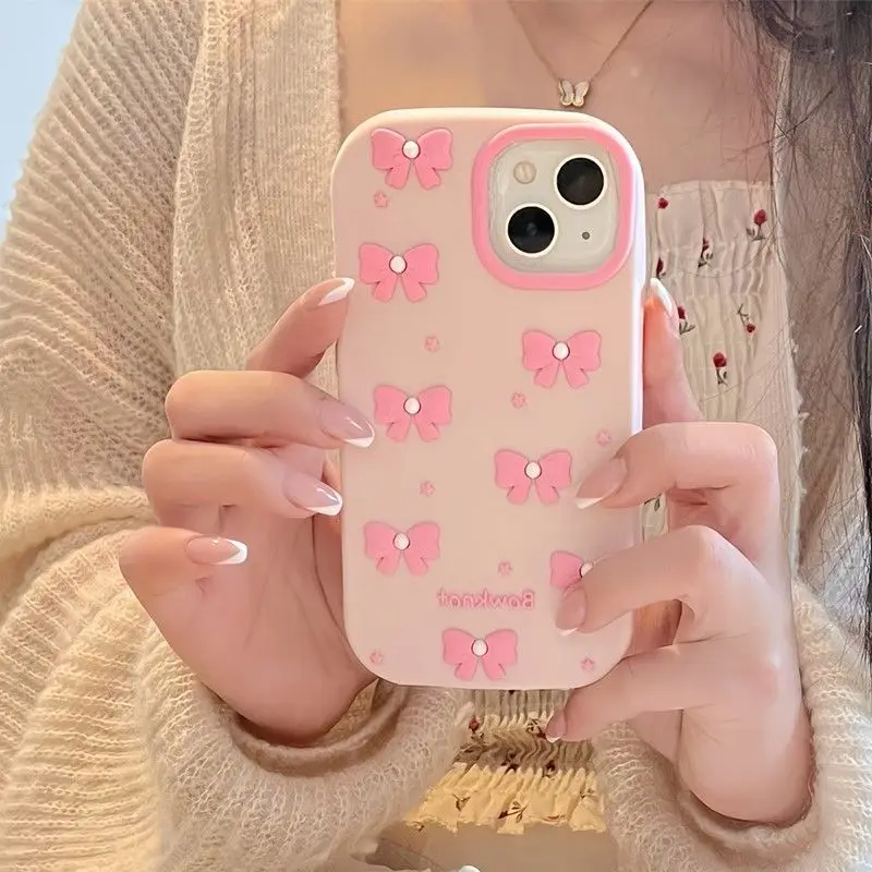 

Силиконовый чехол для телефона Wave Point Pearl Bow для iPhone 16E 15 14 13 12 11 Pro XS Max с защитой от падения, чехол «все включено»