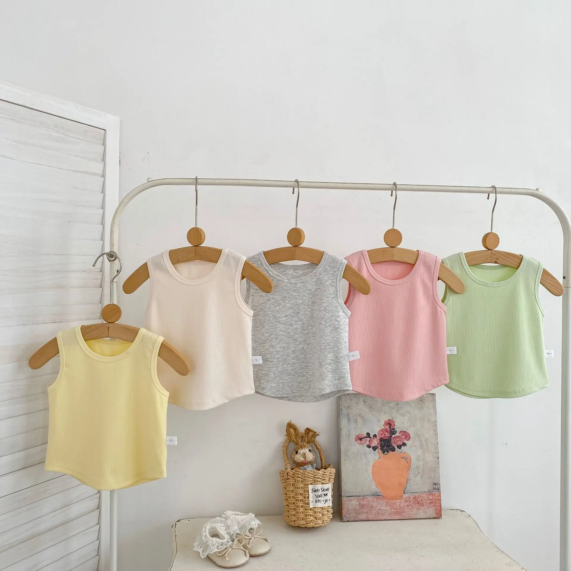 

2026 Summer New Baby Sleeveless T Shirts Cute Girls Thin Soft Vest Solid Toddler Cotton Breathable Tops Kids Clothes