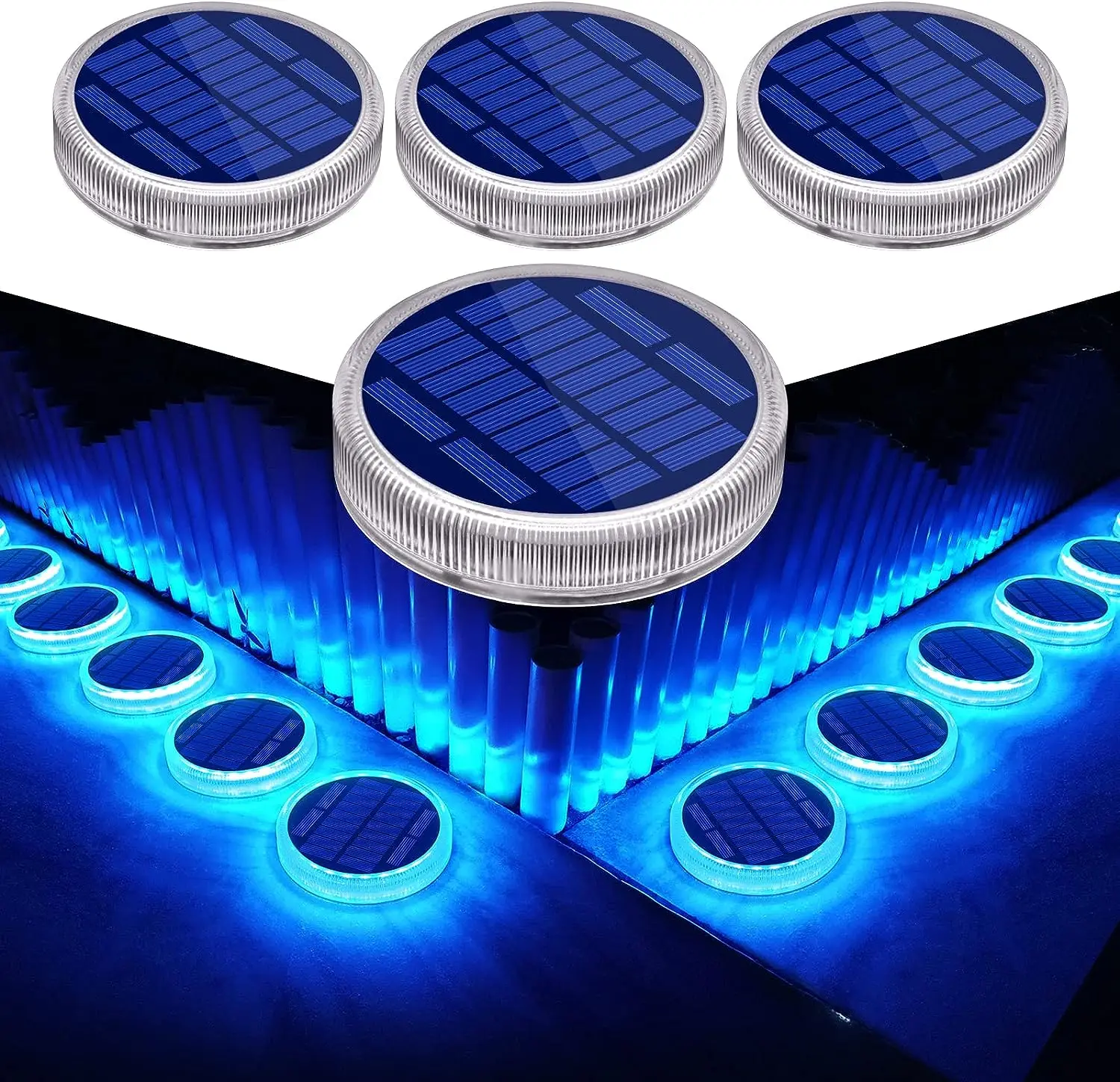 Luces solares para cubierta, luz de entrada alimentada por energía Solar, muelle LED para exteriores, impermeable IP68 para escalón, acera,