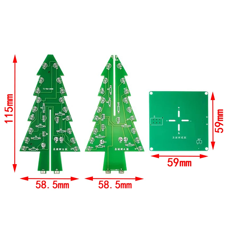 Three-Dimensional 3D Christmas-Tree LED DIY Kit Red/Green/Yellow LED Flash Circuit Kit Electronic Fun Suite