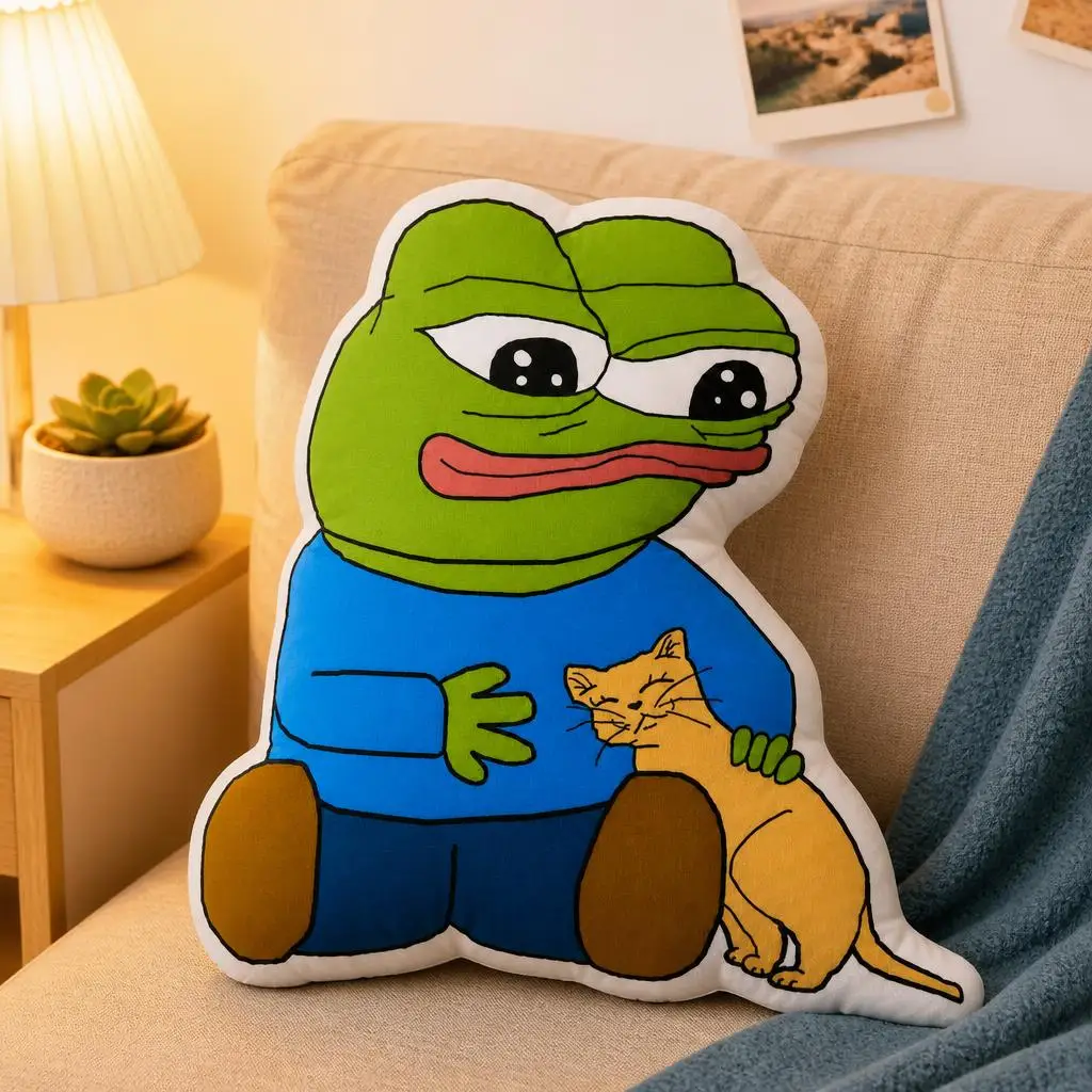 Pepes With Cat Plush Pillow Cushion Irregular Stuffed Throw Pillow Home Decor Gift Sofa Bed Couch