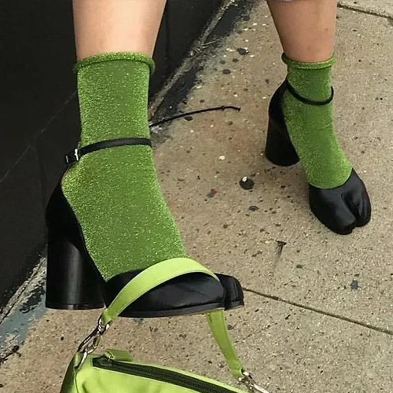 Fashion Buckle Strap Women Sandals 2024 Summer Ladies Pumps Luxury Brand Design Slipt Toe Shoes Women Chunky Round High Heels