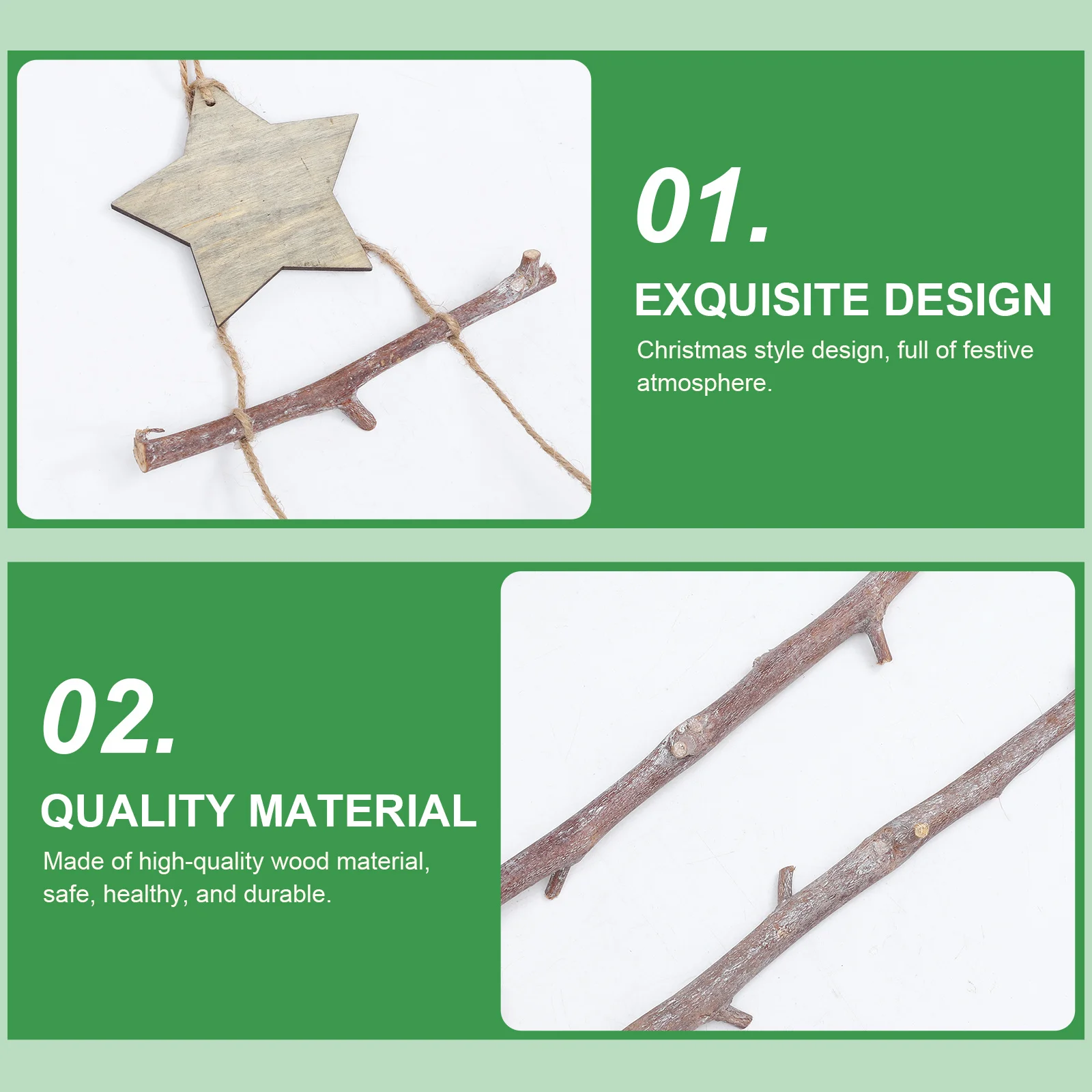 

Wood Craft Christmas Tree Hanging Ornament Premium Wooden Xmas Decor Lightweight Holiday Decoration for Window Door Fireplace