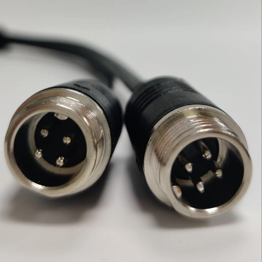 4 Types M12 4Pin Aviation Head to Aviation Head Male / Female Extension Y Splitter Cable Adapter for CCTV Camera Connector 1Pcs
