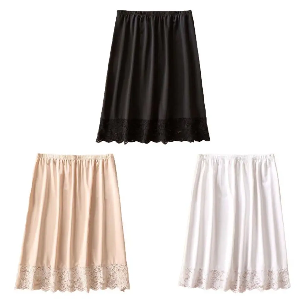 Lace Flower Women\'s Dress Underskirt Slips Innerwear Solid Color Half Slips Dress Underdress Anti-glare Safety Skirt Petticoat