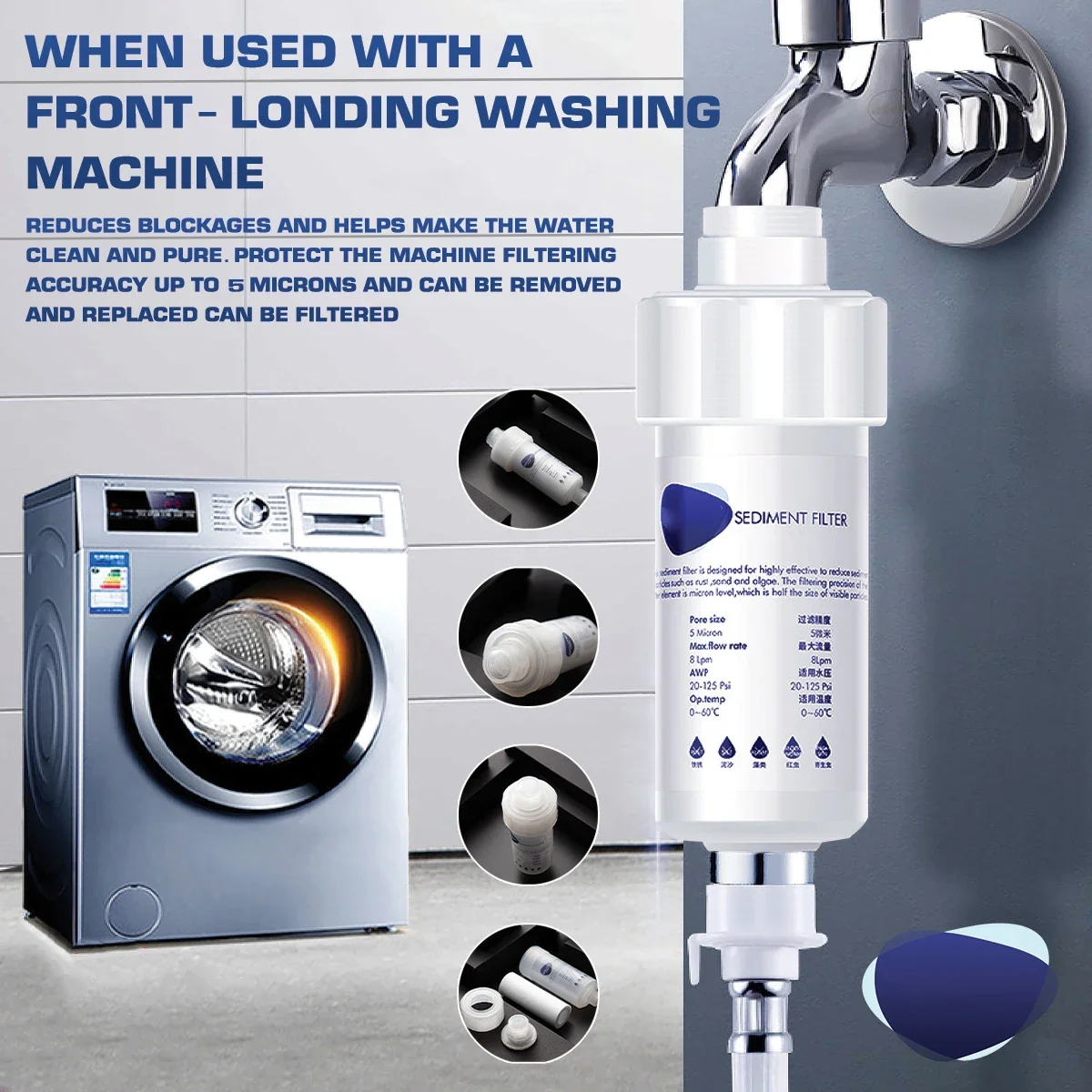 

House Osmosis Water Purifier Kitchen Sink Faucet Set Shower Washing Machine Toilet Tap PP Filter Kitchens Bathroom Accessories