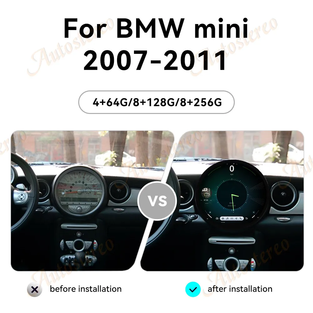 11.7 Inch HD Screen CarPlay Android 14 For BMW mini 2007-2011 Car Radio Multimedia Player GPS Navigation Head Unit Stereo Auto