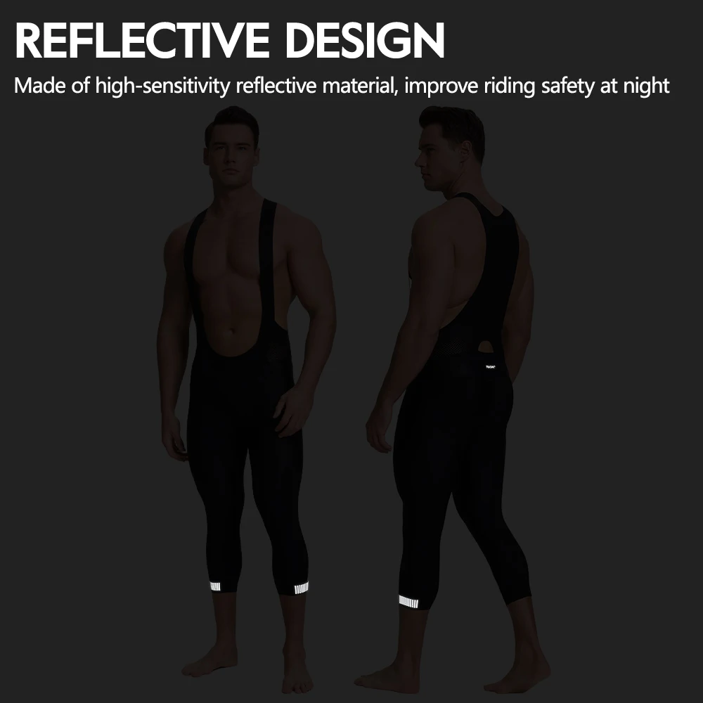 RION Cycling Shorts Men 3/4 Pants Pro Road Biker Shorts MTB Bib Shorts Padded Bicycle Tights Elastic Interface Motorcycle Bib