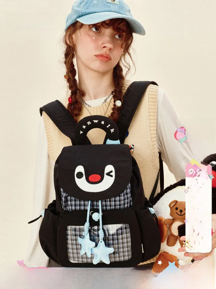 

VANWALK Penguin Travel Double oulder Bag Women's Small Food Quanti Dstring Bapa Commuting School Travel Bag