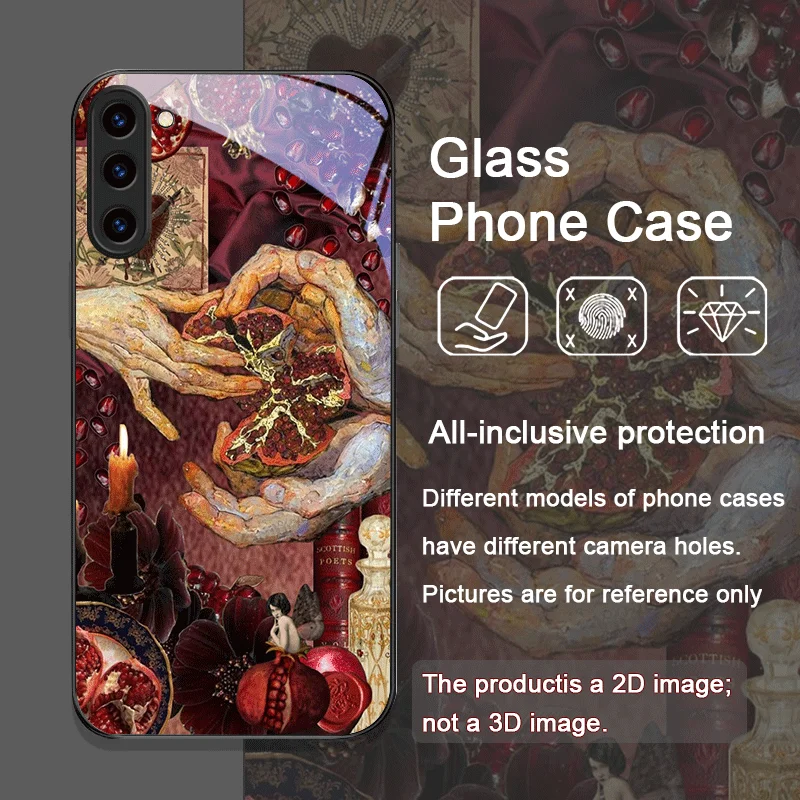 Luxurious Pomegranate Flower Pattern Tempered Glass Phone Case for Samsung Galaxy S25 Ultra S24 S23 Plus S22 S21 S20 FE 5G Cover - view 2