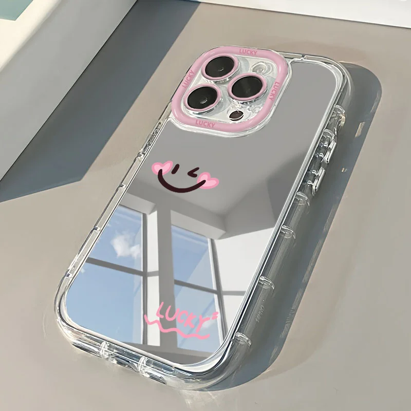 Minimalistische Love Air Cushion Spiegel-Handyhülle für iPhone 17 15 14 16 Pro Max 13 12 11 Pro XR XS 7 8 Plus 17Air INS Girl Cover – Detail 12