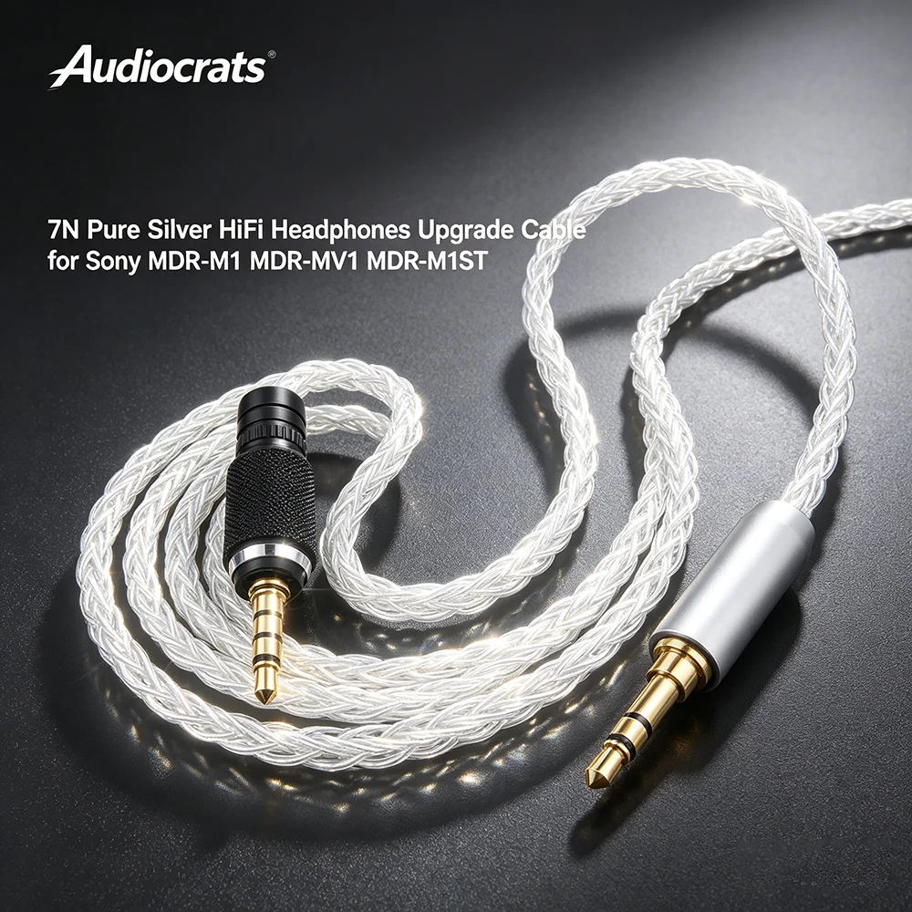 Audiocrats Premium 7N Silver Headphone Upgrade Cable Compatible with Sony MDR-M1/MV1/M1ST
