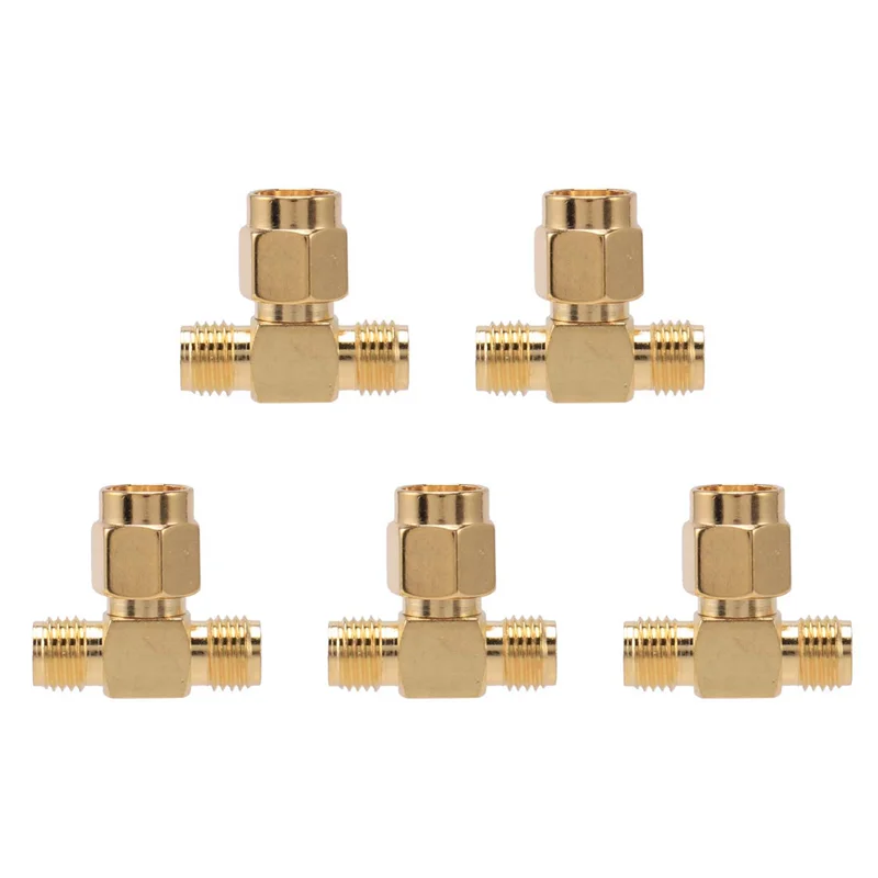 

ABSS-5X SMA Male To Two SMA Female Triple T RF Adapter Connector 3 Way Splitter New