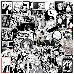 50pcs Black and White Anime Tokyo Revengers Series Graffiti Stickers Suitable for Desktop Wall Room Decoration DIY Sticker Pack