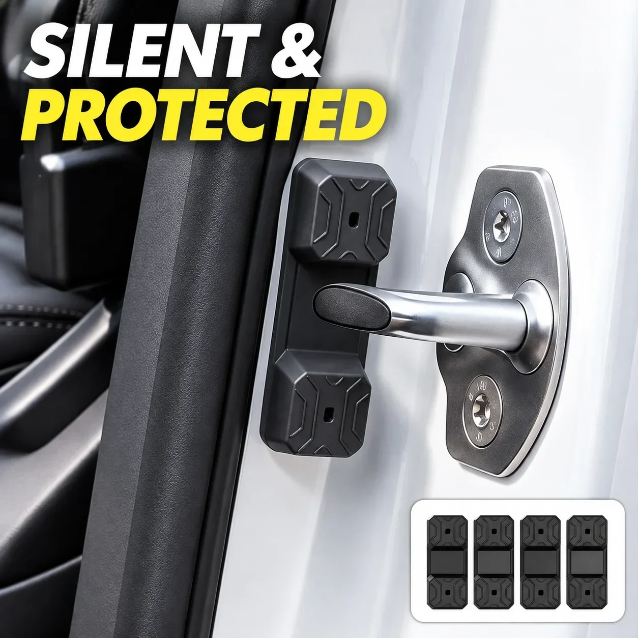 Magnetic Silicone Car Door Lock Buffer Pad Anti Vibration Shock Absorbing Door Handle Protector Silent Snug Fit Easy to Install