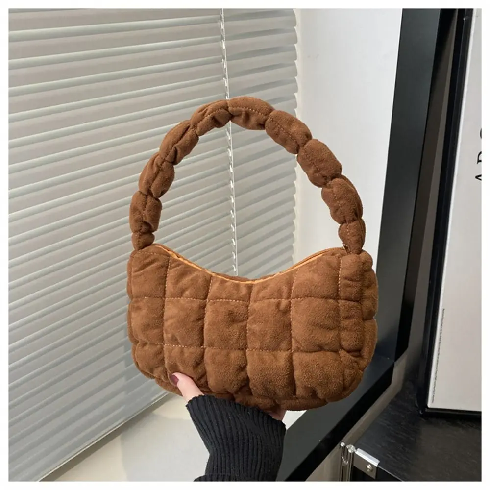 Fashion Quilted Totes Down Cotton Padded Shoulder Bags Large Capacity Lightweight Puffy Handbags Underarm Bags for Women Girls image 3