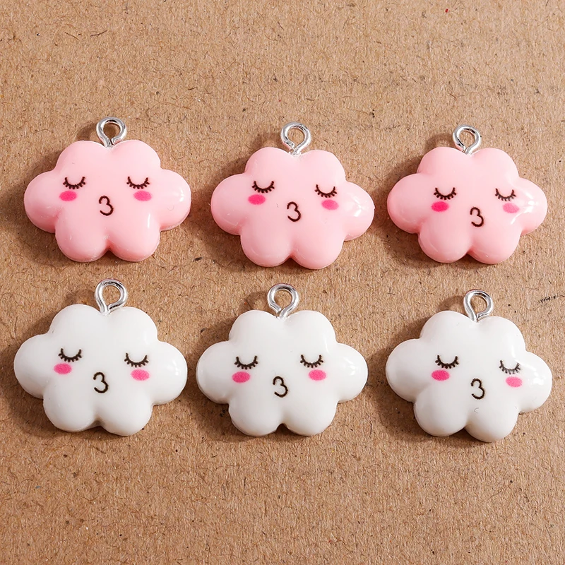 10pcs 20x19mm Cartoon Resin Clouds Charms for Jewelry Making Cute Drop Earrings Necklaces Pendants DIY Keychain Crafts Supplies