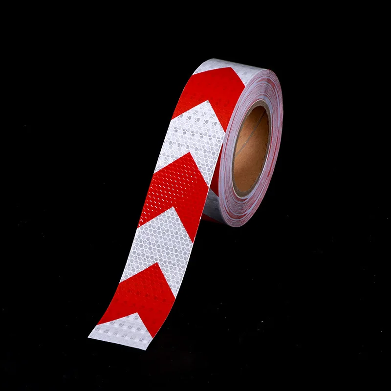 5cmx3m Self-adhesive White Red Arrow Reflective Tape Warning Sticker For Truck Car