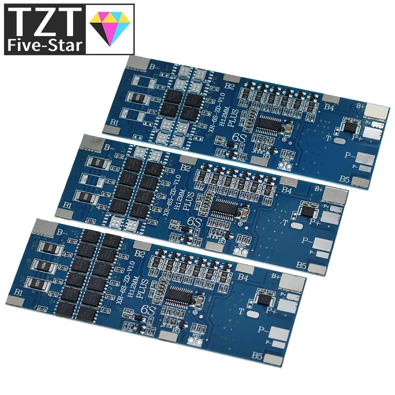 TZT 6S BMS 10A 20A 30A 22.2V Li-ion Lithium 18650 Charge Protection Board  With Balance And Temperature Control Protection