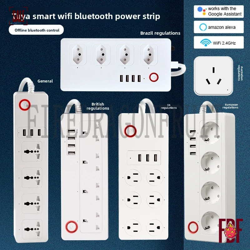 Multi-Functional Extension Lead 4 AC Outlets 2 USB Charging Ports and Overload Office Use