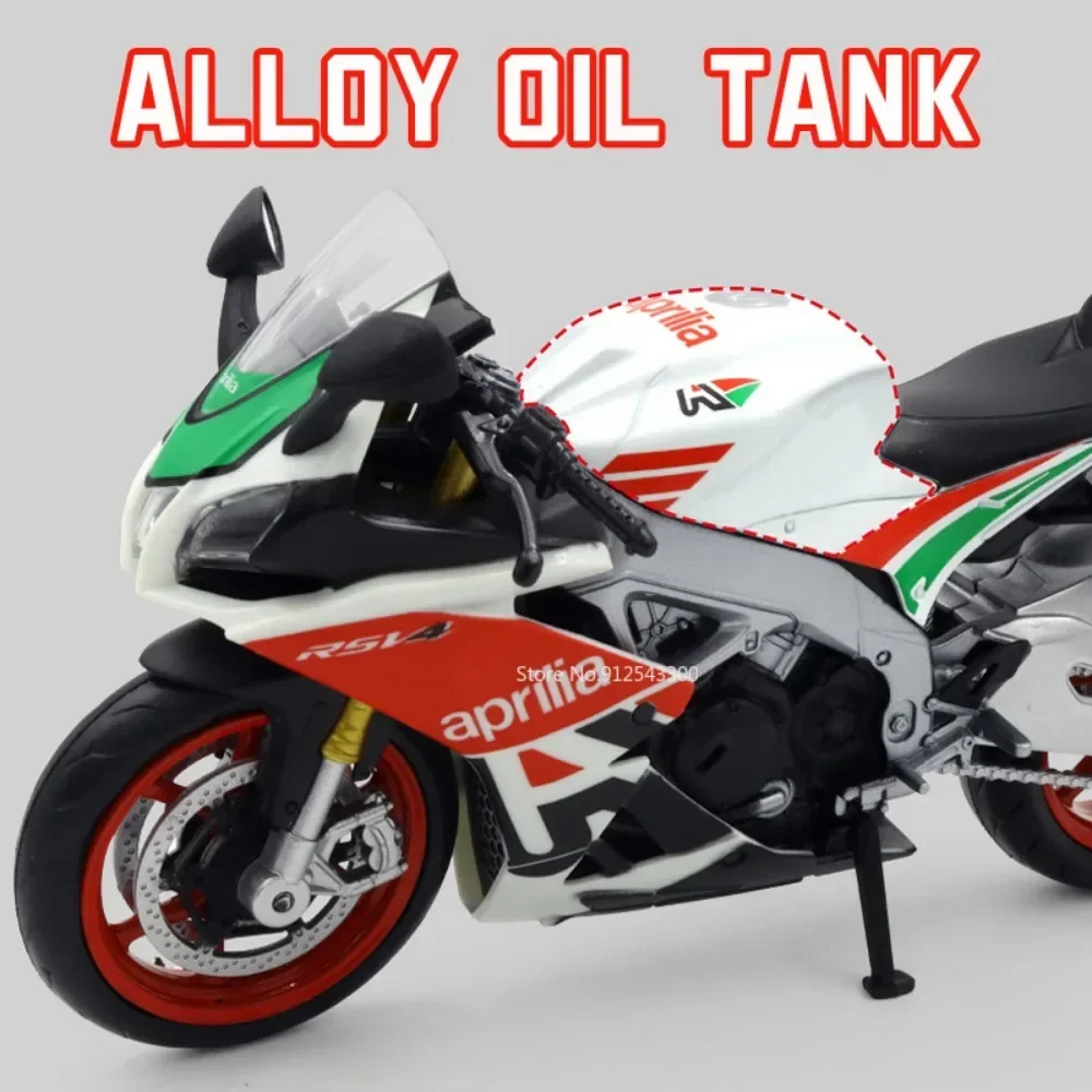 Scale 1:12 Aprilia RSV4 RR1000 Motorcycle Model Toy Alloy Diecast Shock Absorption Free Wheels Motor Models Boys Gift Decoration