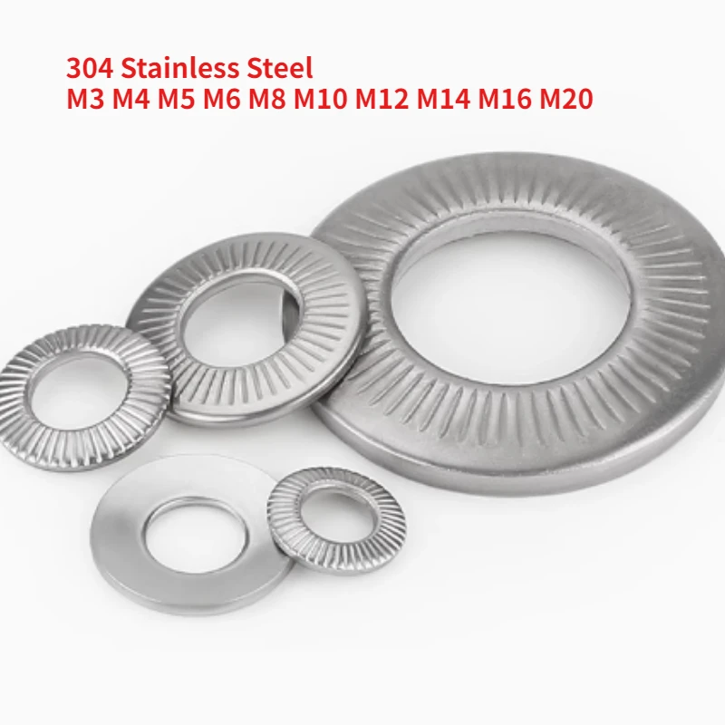 5-200pcs M3 M4 M5 M6 M8 M10 M12 M14 M16 M20 304 Stainless Steel Disc Spring Serrated Lock Washer Knurled Elastic Gasket