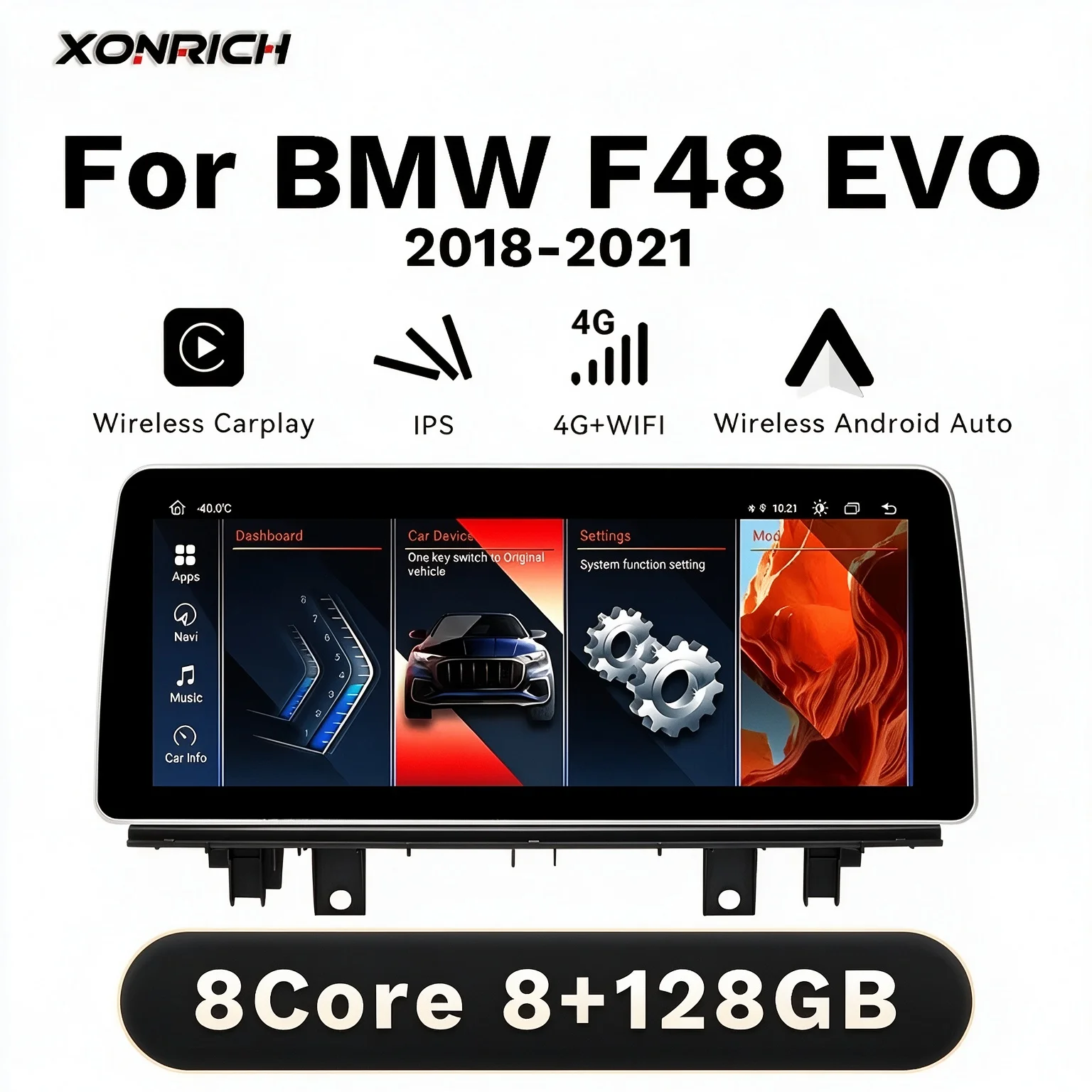 XONRICH Autoradio Wireless CarPlay 12.3" IPS Multimedia Player Android 15 per BMW X1 F48 X2 F39 2018-2021 EVO DSP GPS 6GB+128GB