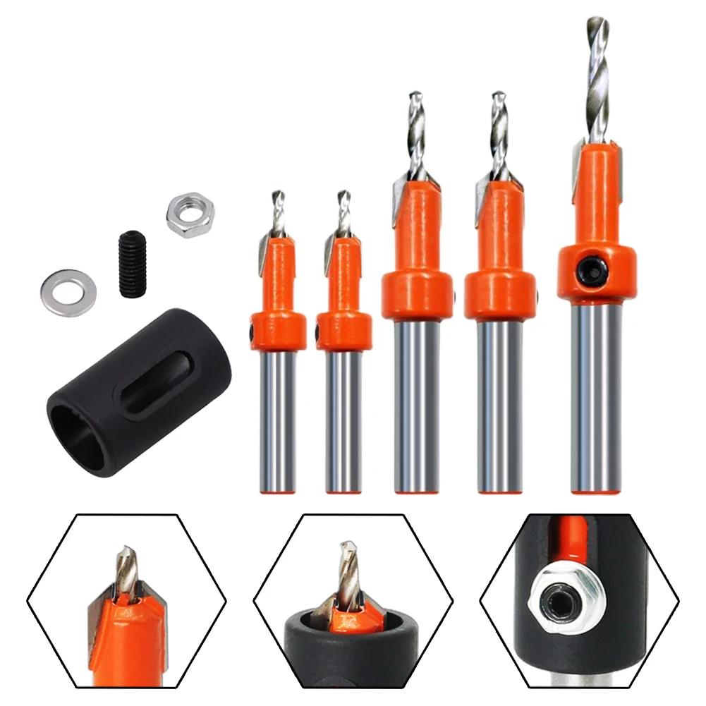 8mm Woodworking Round Shank Countersink Drill Bit Stopper 29mm Self Tapping Screw Taper For Wood Milling Cutter